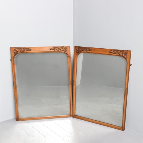 Pair Of Quality Carved Oak Mirrors