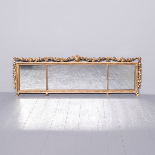 Carved And Gilded Tryptic Overmantel Mirror