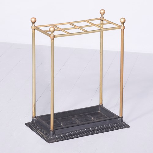 Stylish Victorian Brass And Cast-Iron Stick Stand