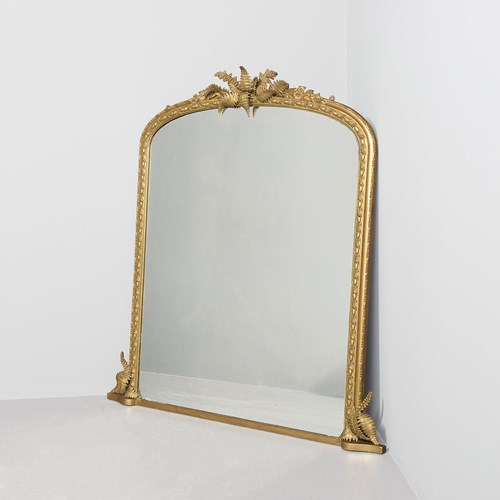 Elegant Early Victorian Arch-Top Overmantel Mirror With Original Mirror Plate