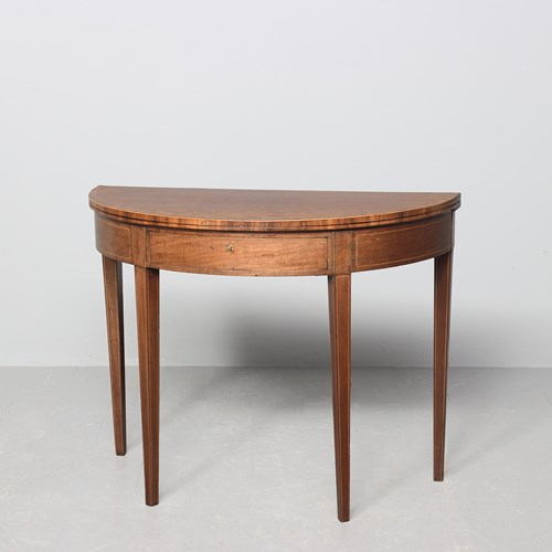 George III Inlaid Mahogany Fold-Over Tea Table