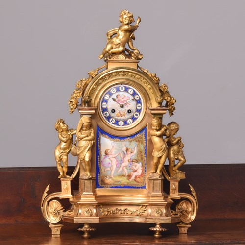 Magnificent French Gilt Bronze Mantle Clock