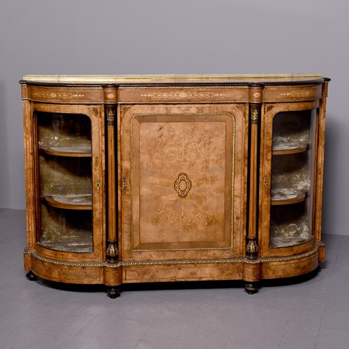 Large Shaped Victorian Walnut Credenza