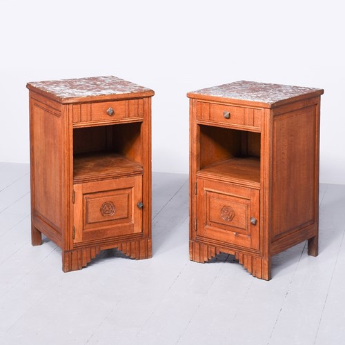 Pair Of Marble Topped Bedsides