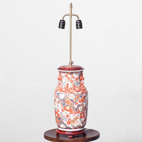 Large Hand-Painted Chinese Vase Converted To A Lamp