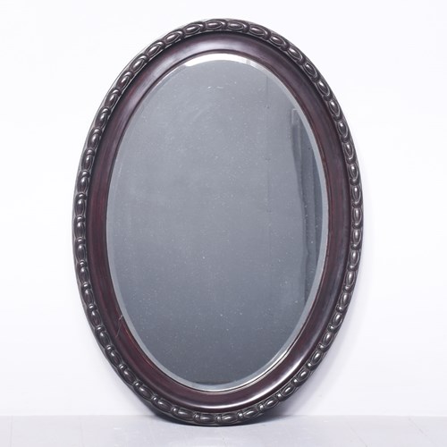 Oval Dark Stained Mirror