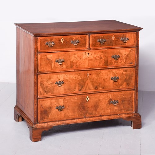 George II Figured Walnut Chest Of Drawers