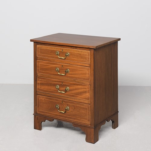 George III Style Inlaid Mahogany Chest Of Desirable Proportions