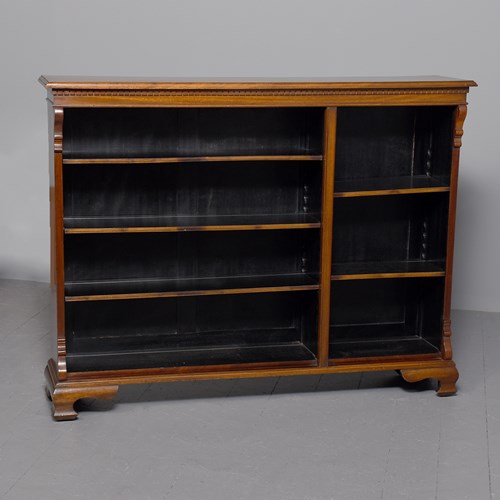 Edwardian Mahogany Open Bookcase With Two Sections
