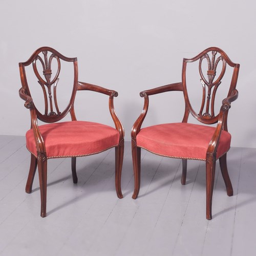 Pair Of Mahogany Hepplewhite Style Armchairs