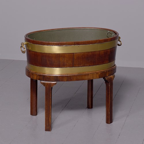 George 3Rd Brass-Bound Mahogany Open Wine Cooler In Original Condition.