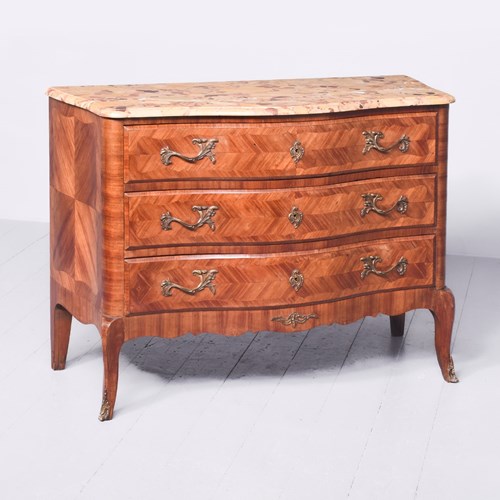 Attractive French Scagiola Marble Top Kingwood Commode 