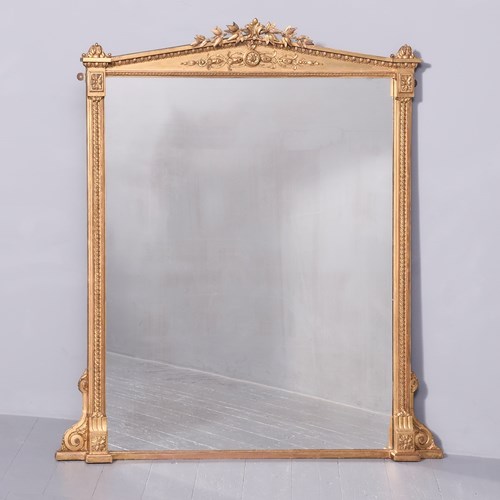 A Mid Victorian Carved Giltwood Overmantle Mirror 