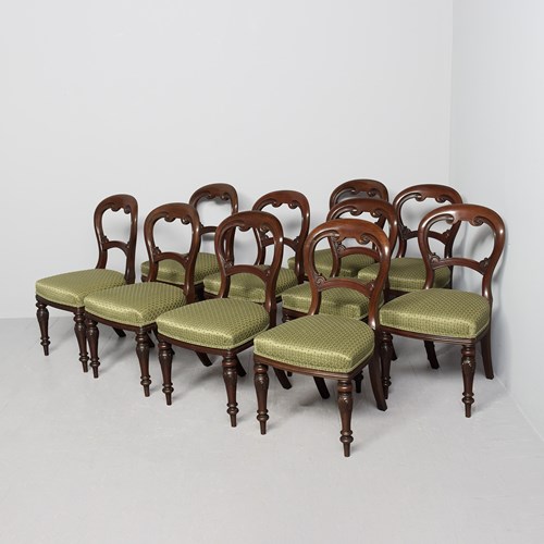 Set Of 10 Scottish Victorian Mahogany Dining Chairs