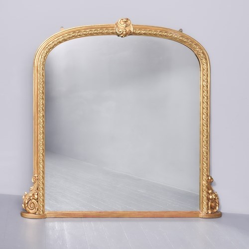 Large Victorian Giltwood Overmantel Mirror In Excellent Condition