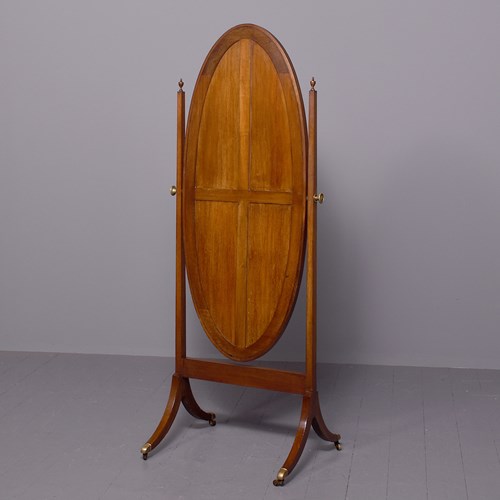 Mahogany Inlaid Cheval Mirror