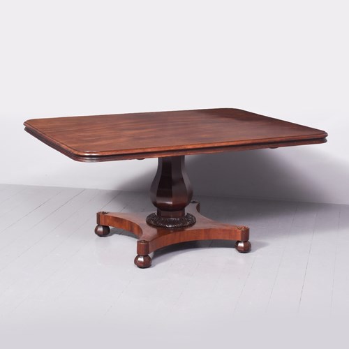 Superb George IV Large Figured Spanish Mahogany Tilt-Top Dining Table 