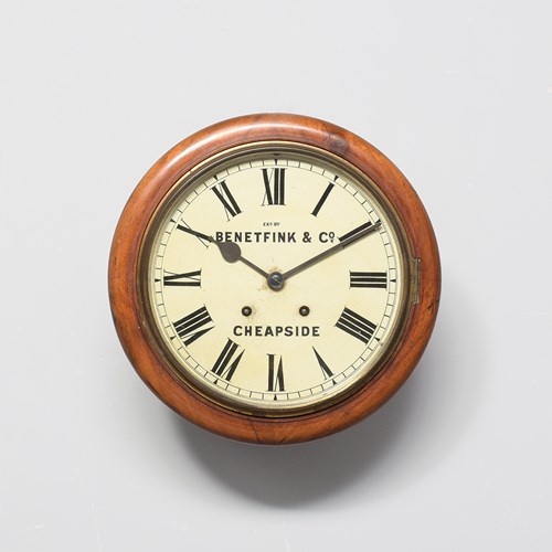Victorian Mahogany Framed London Circular Wall Clock  