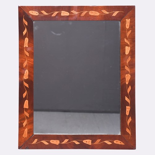 Decorative Dutch Marquetry Inlaid Rectangular Mahogany Wall Mirror