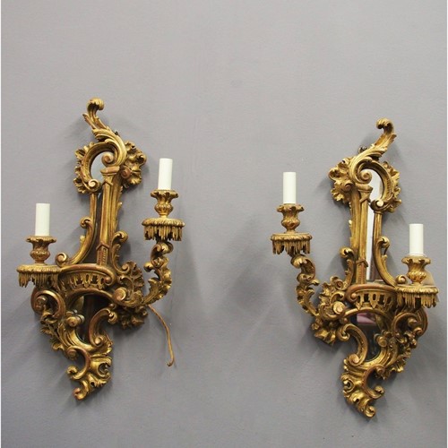 Chippendale Style Giltwood Wall Sconces