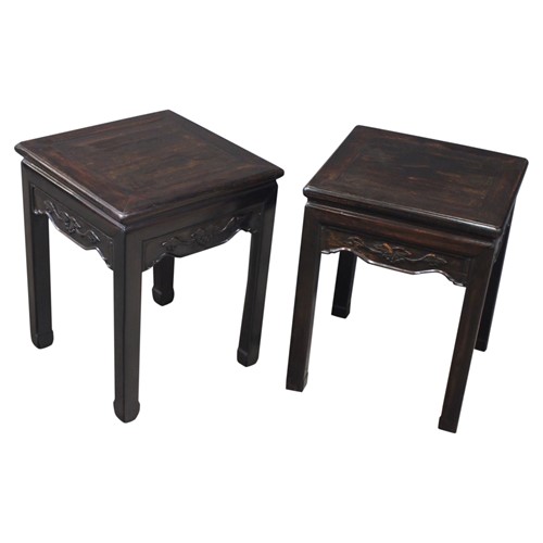 Pair of Qing Dynasty Stained Rosewood Stands