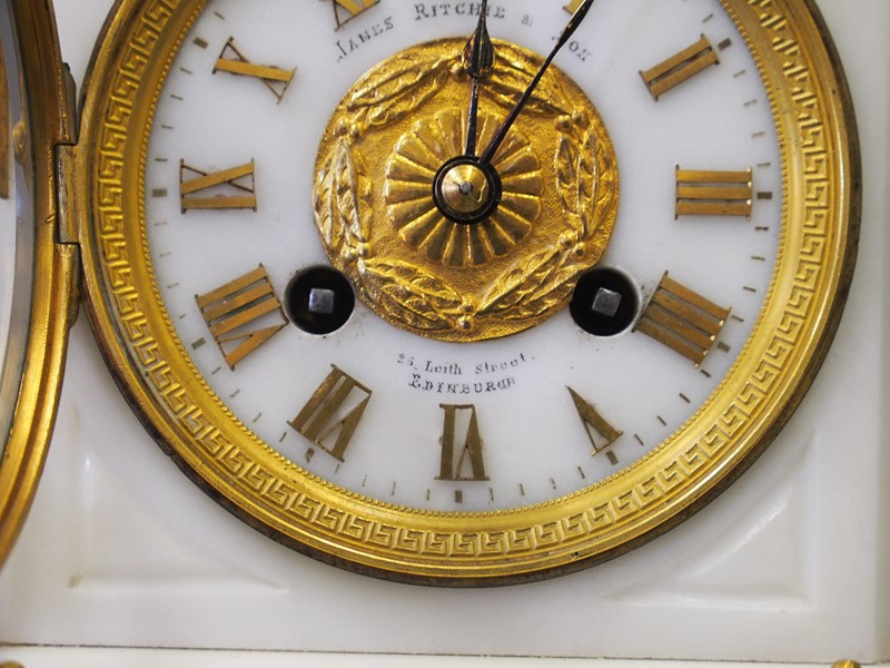 White Marble Mantel Clock by James Ritchie & Son-georgian-antiques-p1016310-main-637303433003923777.JPG