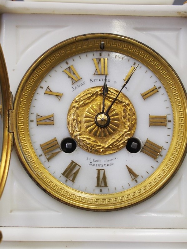 White Marble Mantel Clock by James Ritchie & Son-georgian-antiques-p1016315-main-637303433018455562.JPG