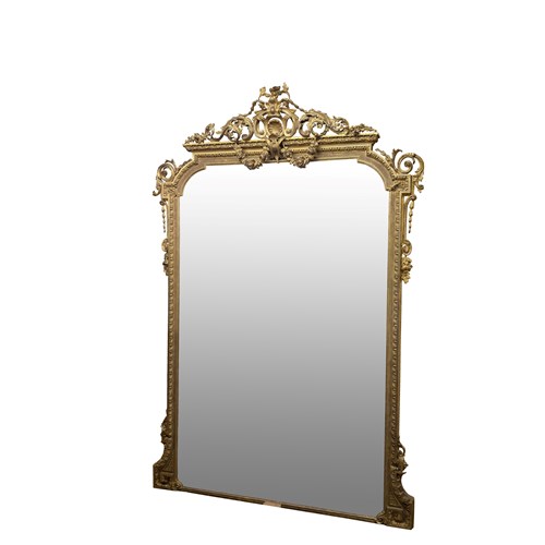 Exceptional Very Large Carved Giltwood Victorian Mirror