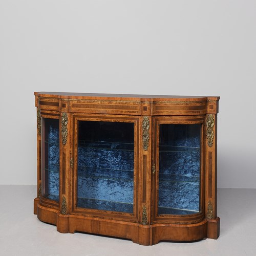 Quality, Serpentine-Front Inlaid Victorian Credenza