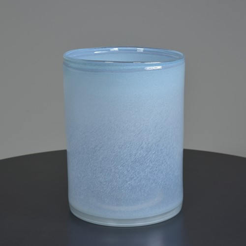 Large Blue Art Glass Cylinder Vase