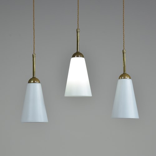 Conical Opal Glass Pendant  Lights - Stemmed
