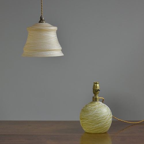 Amber Glass Cobweb Lamp & Pendant