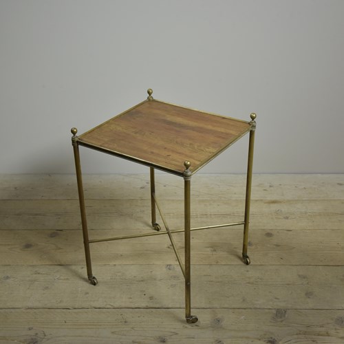 Brass & Walnut Side Table