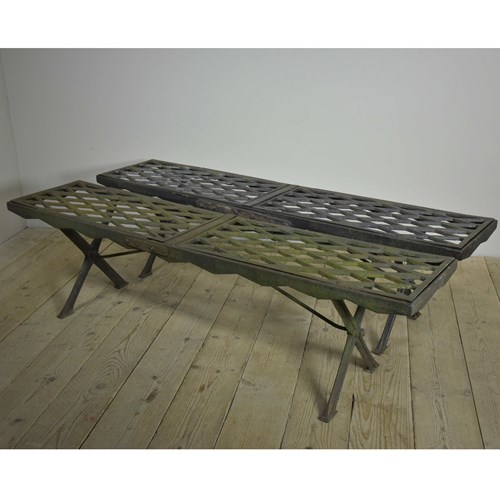 Pair Antique Iron Greenhouse Benches