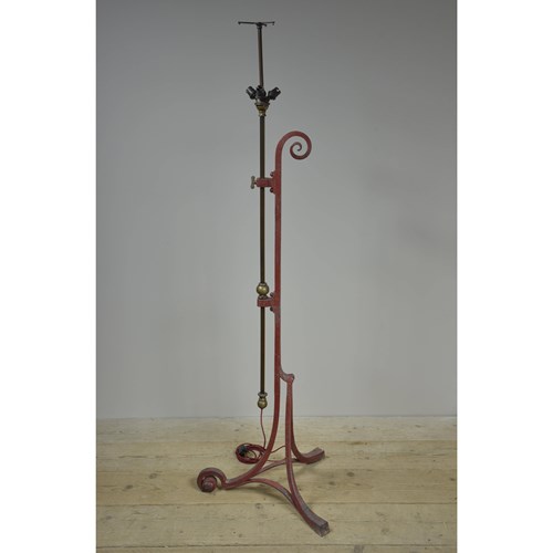 Exceptional Iron & Brass Nouveau Floor Lamp