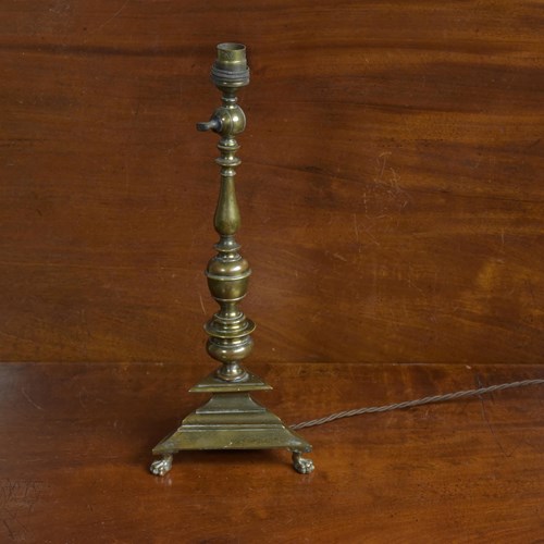 Antique Paw Footed Brass Lamp 