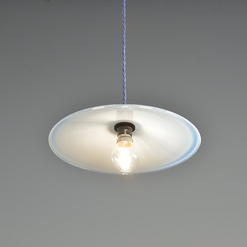 Pair Blue Edged Opalescent Coolie Shades