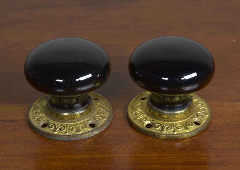 Anique Ceramic & Brass Doorknobs - Two Pairs-haes-antiques-dsc-3875cr-fm-main-637293908306057105.jpg