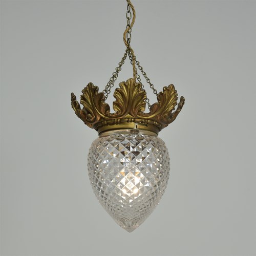 Pineapple Cut Glass Shade Acanthus Gallery Hanging Light