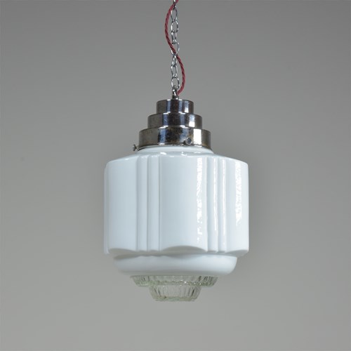 Compound Column Art Deco Opaline Pendant Lights