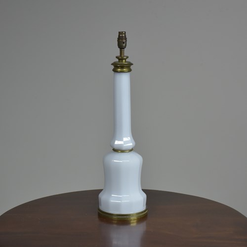 Faceted Opaline Glass Oil Lamp