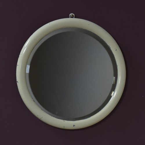 1930s circular aluminium framed mirror
