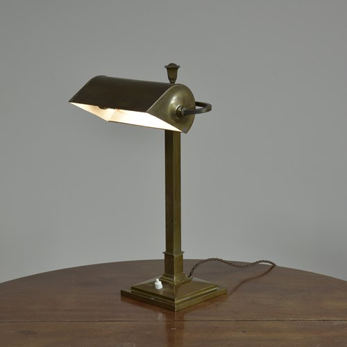 Antique Brass Bankers Lamp - Urn Topped