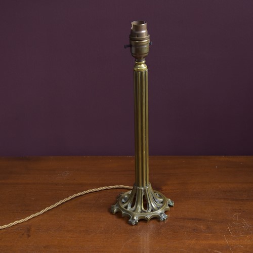 Antique Gothic Cast Brass Lamp