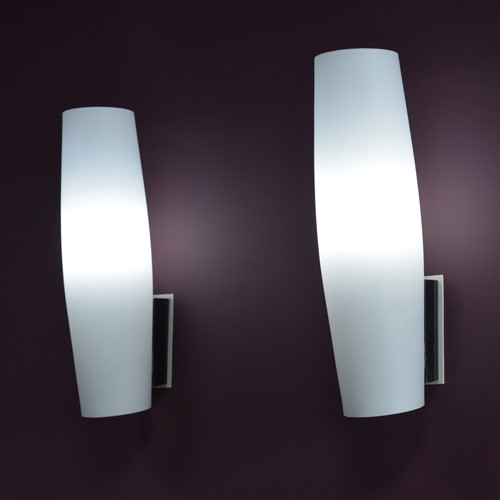 Pair Opal Glass 1960S Wall Lights