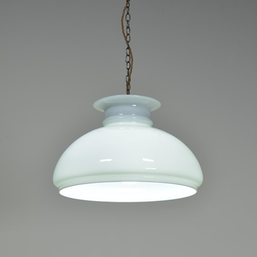 Large Antique Opaline Shade Pendant Light