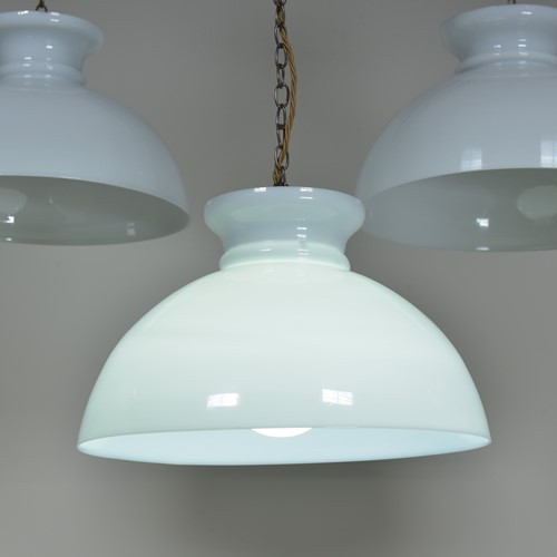 Antique Opaline Oil Shade Pendants X5