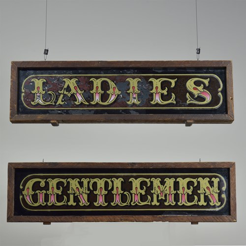 Victorian Verre Eglomise Ladies & Gentlemen Signs