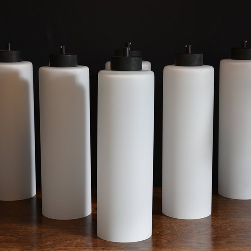 Large Vintage Cylinder Glass Pendant Lights X38
