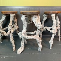 Vintage French Grape Vine Stools / Stands